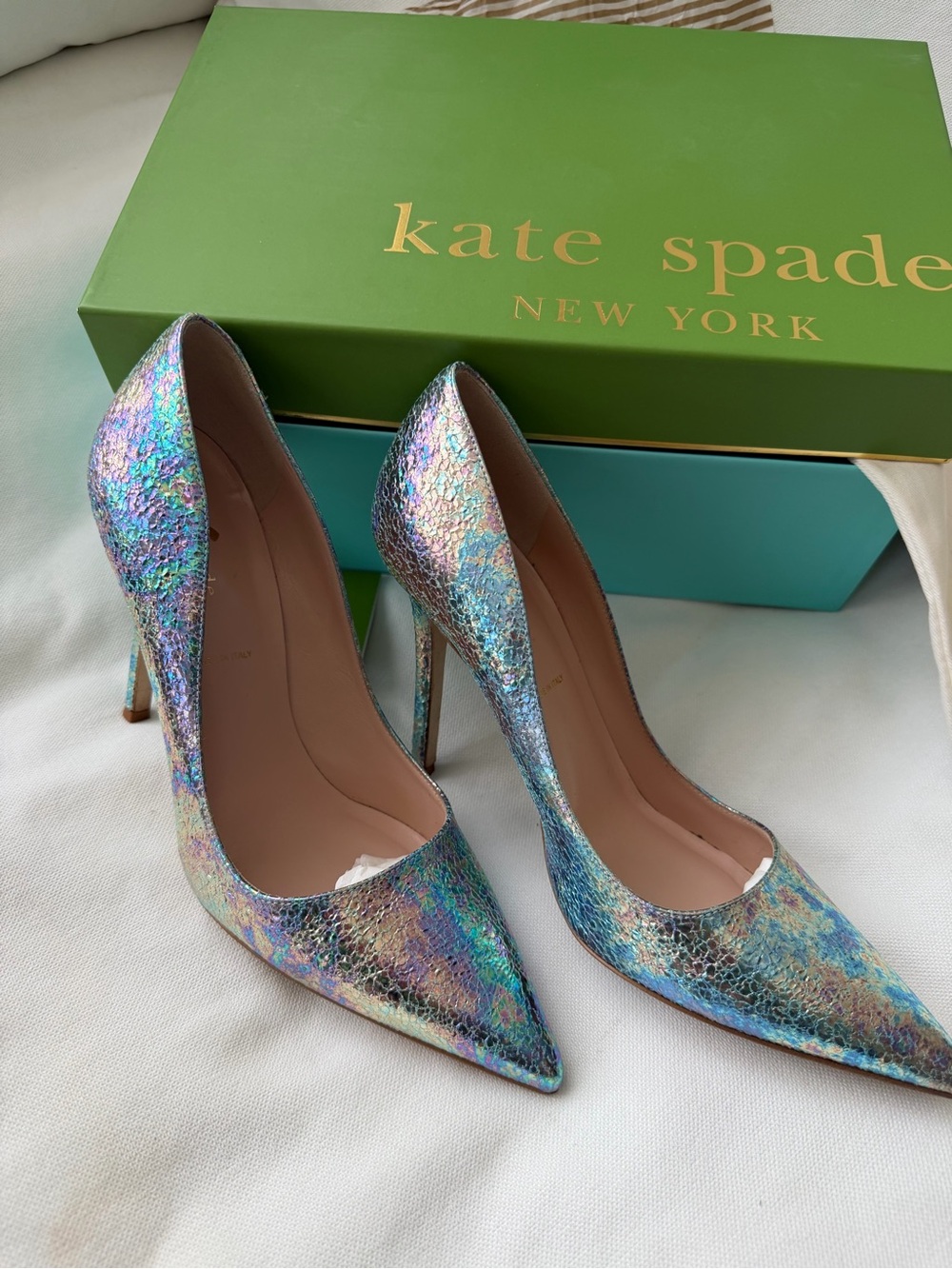 Kate Spade Larisa Iridescent Blue Swirl Pumps Heels Size 8 – Box & Dust Bag - Picture 11 of 11